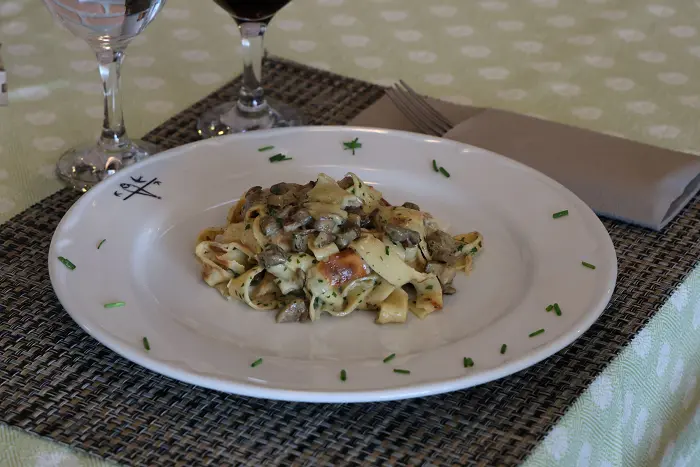 Homemade tagliatelle with porcini mushrooms